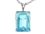 18x13mm Antique Shaped Octagon Blue Topaz Pendant- Free 18 Inch Rope Chain Included