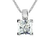 7x7mm White Cubic Zirconia Antique Shaped Pendant with 18 Inch Chain