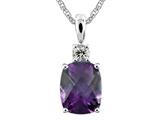 9x7mm Antique Shaped Amethyst and White Topaz Pendant- Free 18 Inch Chain Included