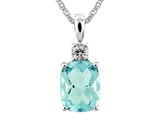 9x7mm Antique Shaped Blue Topaz and White Topaz Pendant- Free 18 Inch Chain Included