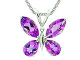 7x5 Antique Shaped Amethyst Butterfly Pendant with Rope Chain