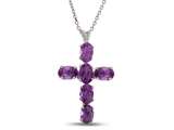 6x4mm Oval Amethyst Cross Pendant- Free 18 Inch Chain Included