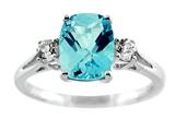 9x7mm Antique Shaped Blue Topaz and White Topaz Ring