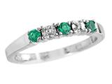 2.5mm Created Emerald And Diamond Band Ring