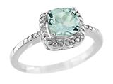 6x6mm Antique Shaped Aquamarine and Diamond Ring