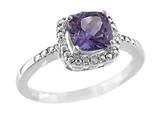 6x6mm Antique Shaped Amethyst and Diamond Ring