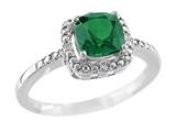 6x6mm Created Emerald and Diamond Ring