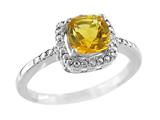 6x6mm Citrine and Diamond Ring