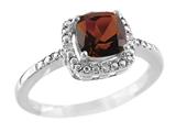 6x6mm Garnet and Diamond Ring