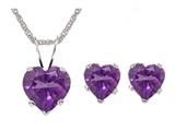 Antique Heart Shaped Amethyst Pendant and Earrings Set