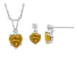 Antique Heart Shaped Citrine and White Topaz Pendant and Earrings Set