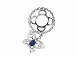 Storywheel® Created Blue Sapphire and Created White Sapphire Butterfly Dangle Bead / Charm