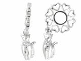Storywheel® Created White Sapphire Cat Dangle Bead / Charm
