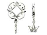 Storywheel® Created White Sapphire Crown Dangle Bead / Charm