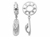 Storywheel® Created White Sapphire Beach Slipper Dangle Bead / Charm