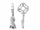 Storywheel® Created White Sapphire Bride and Groom Dangle Bead/ Charm