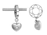 Storywheel® Silver Sandblast Diamond Heart Dangle Bead / Charm