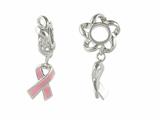 Storywheel® Enamel Pink Ribbon Dangle Bead / Charm