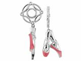 Storywheel® Pink Enamel Ballerina Shoes Dangle Bead / Charm