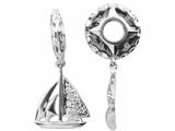 Storywheel® Created White Sapphire Sailboat Dangle Bead / Charm