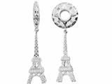 Storywheel® Created White Sapphire Eiffel Tower Dangle Bead / Charm