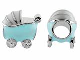 Storywheel® Baby Blue Enamel Baby Carriage Bead / Charm