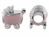 Storywheel® Pink Enamel Baby Carriage Bead / Charm