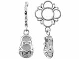 Storywheel® Created White Sapphire Baby Shoe Dangle Bead / Charm