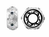 Storywheel® Flowers Black and White Diamonds Sandblast Bead / Charm