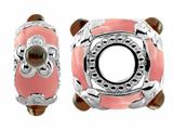 Storywheel® Light Pink Enamel and Garnet Bead / Charm