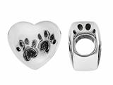 Storywheel® Black Enamel Pet Paws On Heart Bead / Charm