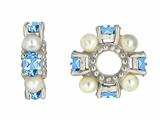 Storywheel® Swiss Blue Topaz And Pearl Bead / Charm