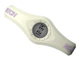 Enerwatch by Pixelmoda Power Silicone Watch White With Violet Letters Medium Size