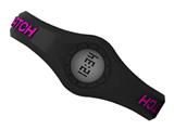 Enerwatch by Pixelmoda Power Silicone Watch Black With Fuchsia Letters Medium Size