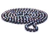 60 inch Black Fresh Water Pearl Rope 7-8 mm each