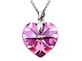 Zoe R Genuine 14mm Fuchsia Pink Crystal Heart Pendant made with Swarovski Elements