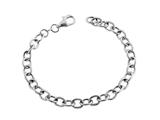 Sterling Silver 7.5 inch Long 6mm wide Polished Charm Bracelet