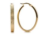 18K Yellow Gold Plated Silver Textured Oval Hoop Earrings