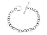 Sterling Silver 7.5 inch Long 6mm wide Polished Charm Bracelet with T-Lock