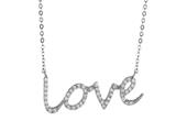 925 Sterling Silver Cubic Zirconia "Love" Pendant on 18 Inch Chain