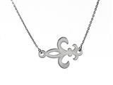 925 Sterling Silver Sideway Fleur De Lis Pendant on 18 Inch Chain
