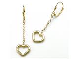 18K Yellow Gold Plated Silver Open Heart Dangle Earrings