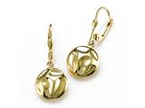 18K Yellow Gold Plated Silver Puffed Round Dangle Earrings