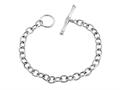 Sterling Silver 7.5 inch Long 6mm wide Polished Charm Bracelet with T-Lock
