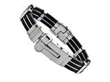 Stainless Steel and Rubber Mens Bracelet/Bangle