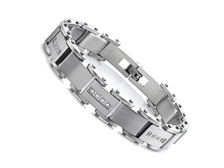 Stainless Steel Mens Bracelet with Cubic Zirconia