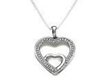 Sterling Silver Heart Shape Pendant with Diamonds