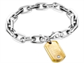 Inori Thick Chain Bracelet With Dog Tag Charm and Cubic Zirconia (CZ)