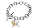 Inori Stainless Steel Rose Butterfly Charm Bracelet
