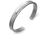 Inori Freedom Inscribed Stainess Steel Bangle Cubic Zirconia (CZ)